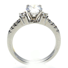 Moissanite Engagement Ring, Unique Solitaire 1 Carat Forever Brilliant Moissanite Center Stone, & .35 Carat Diamonds, Anniversary Ring - FB76302