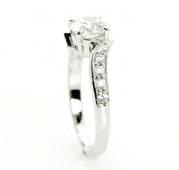 Semi Mount Engagement Ring, Unique Solitaire 6.5 mm Center Stone & .32 Carat Diamonds, Anniversary Ring - Y11571