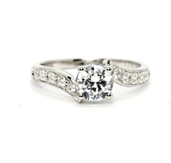 Semi Mount Engagement Ring, Unique Solitaire 6.5 mm Center Stone & .32 Carat Diamonds, Anniversary Ring - Y11571