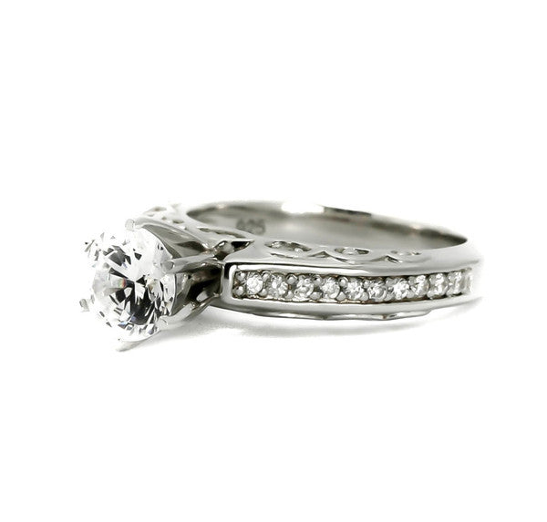 Semi Mount Engagement Ring, Unique Solitaire For 1 Carat Center Stone Has .25 Carat Diamonds, Anniversary Ring - Y11615