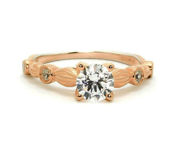 Diamond Engagement Ring, Unique Solitaire .75 Carat GIA Certified Diamond Center Stone & .13 Carat Diamonds Accent Stones, Anniversary Ring - WDY11670SE