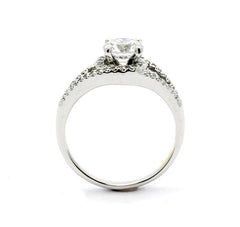 Unique 1 Carat Diamond Engagement ring Floating Halo Engagement Ring With .25 Carat White Diamonds, Split Shank - WD85028ER