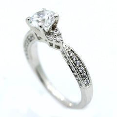 Unique Solitaire Forever Brilliant Moissanite Engagement Ring with 1 Carat Forever Brilliant Moissanite & .35 Carat Diamonds - FB76299