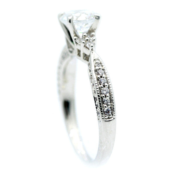 Unique Solitaire Forever Brilliant Moissanite Engagement Ring with 1 Carat Forever Brilliant Moissanite & .35 Carat Diamonds - FB76299