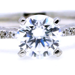 Classic Solitaire Diamond Engagement Ring,  With 1 Carat Diamond Center Stone & .25 Carat Diamonds Accent Stones, Anniversary Ring - WD64113