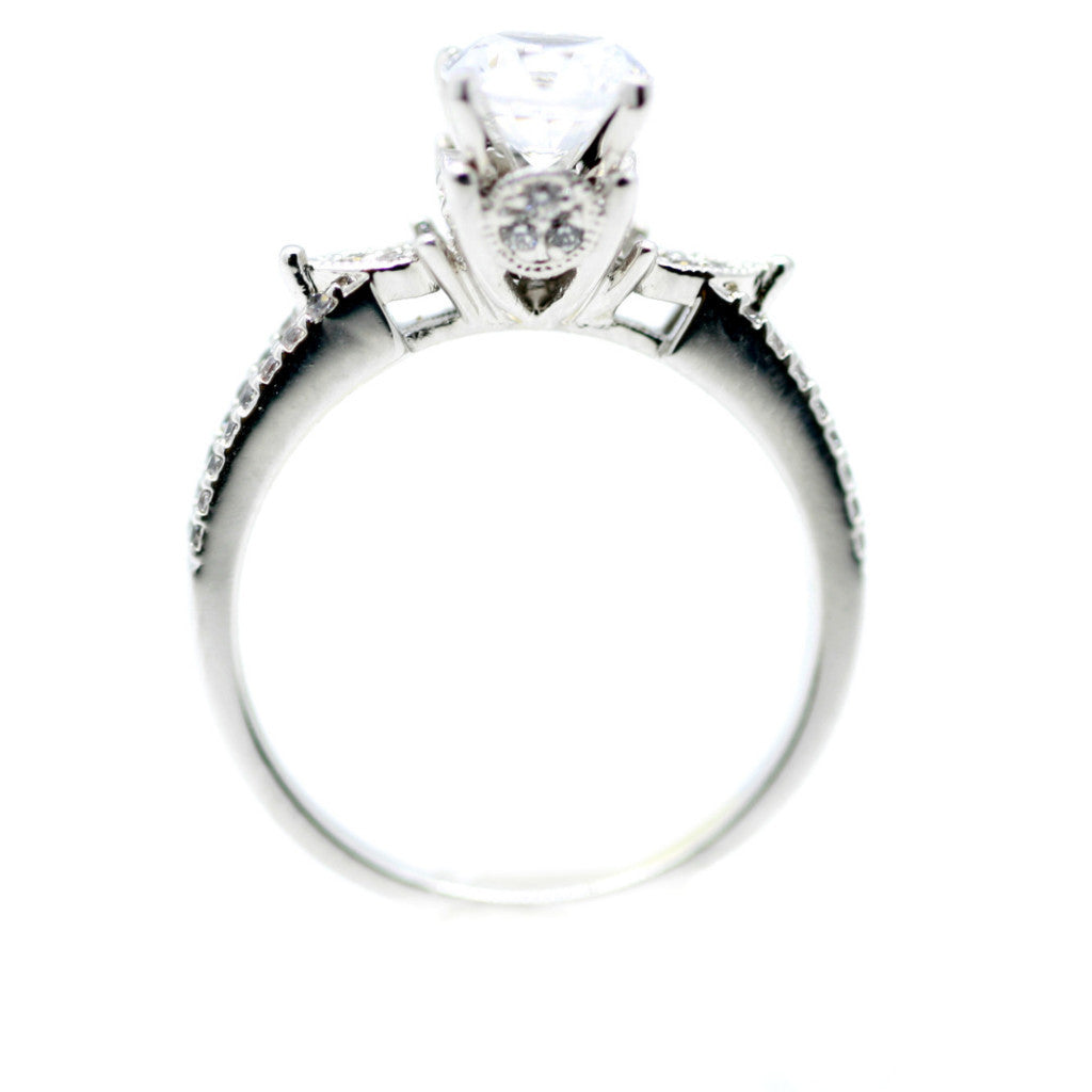 Semi Mount For 1 Carat Forever Brilliant Moissanite, Engagement Ring,14k White Gold, Rose Gold,Yellow Gold,18k Gold,Platinum - 85048