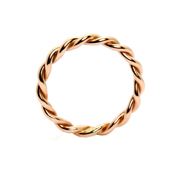 Unique Hand Twisted Cable Rope Engagement Ring, Semi Mount For 2 Carat (8 mm) Center Stone 14k Rose Gold, 14k Yellow Gold, 14k White Gold - 2ROP25ER