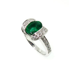 Vintage Style Emerald & Diamond Engagement/Cocktail Ring, Art Deco, Gemstone Engagement, Alternative Engagement Ring