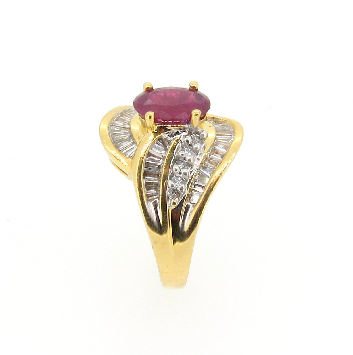 Ruby & Diamond Gemstone Engagement Ring, Anniversary Ring, Cocktail Ring