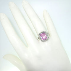 Pink Quartz & Diamond Engagement Ring, Gemstone Ring, Anniversary Ring, Cocktail Ring