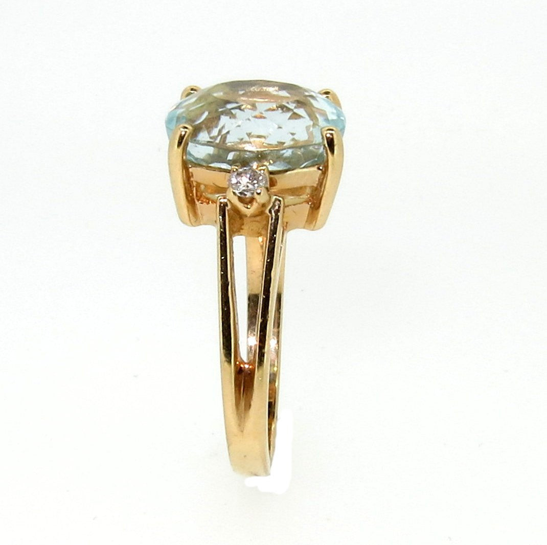 SALE! Aquamarine Gemstone & Diamond Cocktail Ring, Engagement Ring