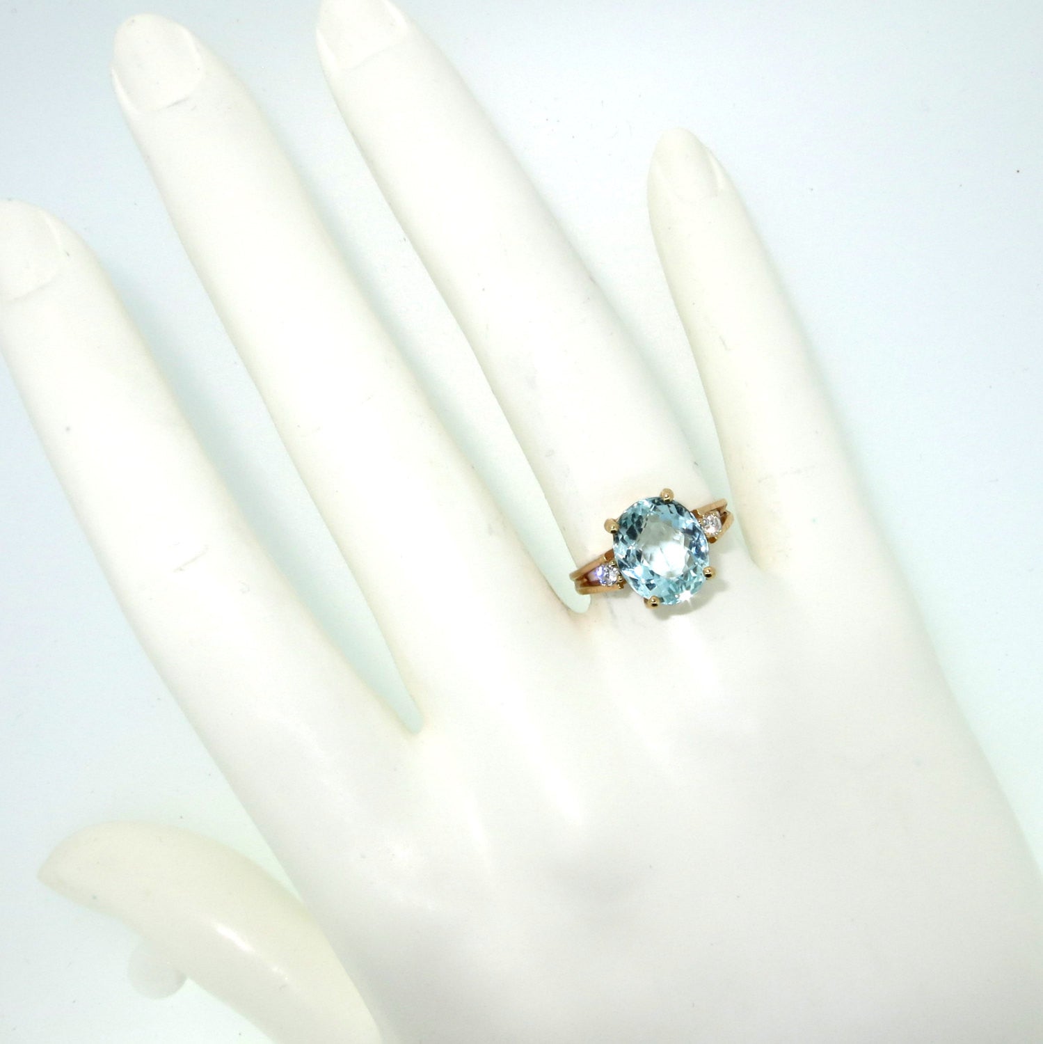 SALE! Aquamarine Gemstone & Diamond Cocktail Ring, Engagement Ring