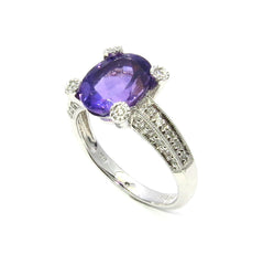 Amethyst & Diamond Engagement Ring, Anniversary Ring, Cocktail Ring, Gemstone Engagement Ring.