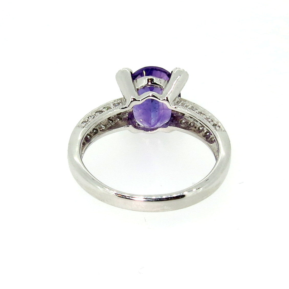 Amethyst & Diamond Engagement Ring, Anniversary Ring, Cocktail Ring, Gemstone Engagement Ring.