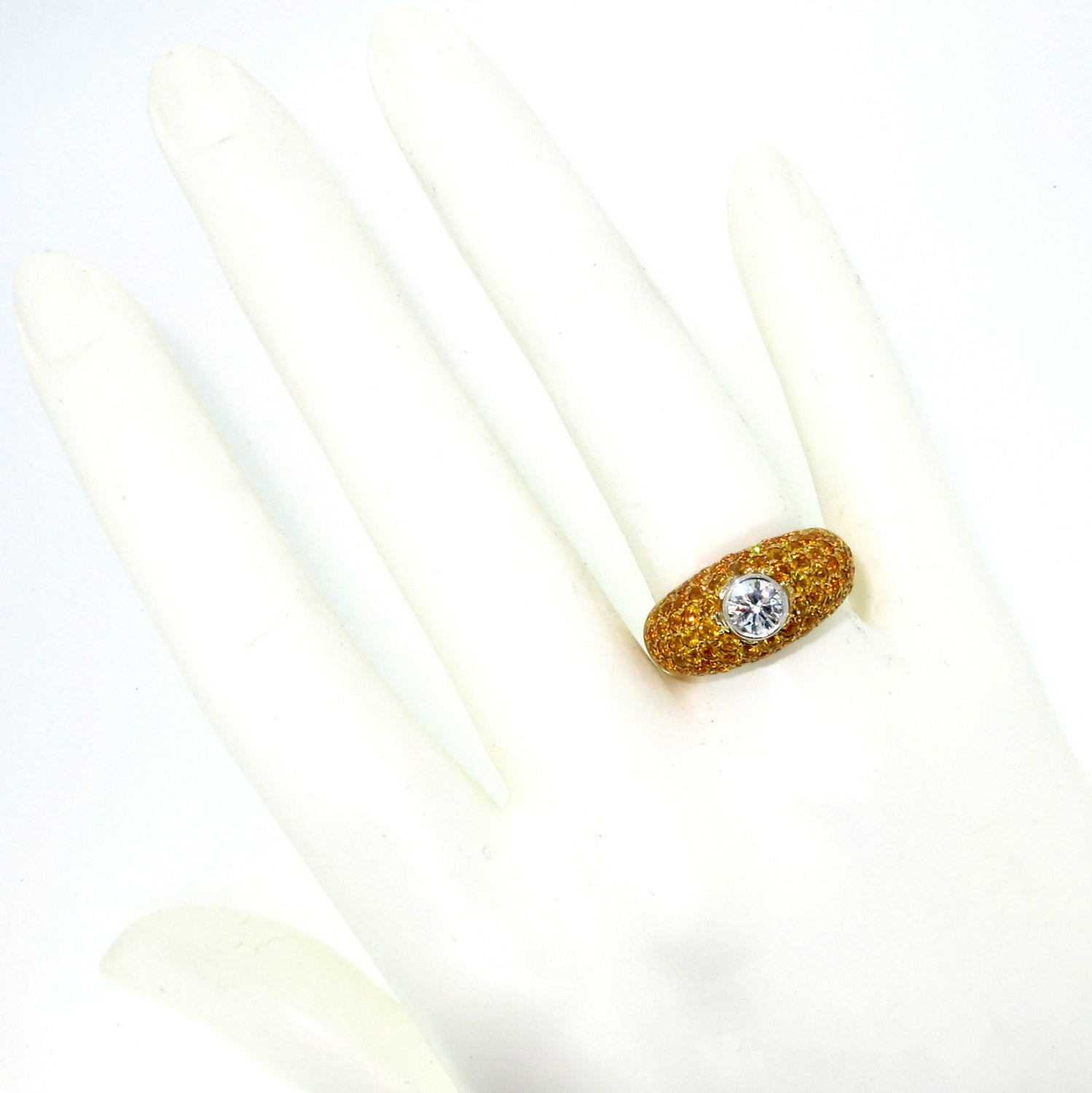 Yellow Sapphire Gemstone & Diamond Engagement Ring, Anniversary Ring, "Bombé" Cocktail Ring, Alternative Engagement