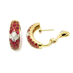 Ruby Gemstone Huggie Earrings