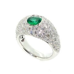 Colombian Emerald Engagement Ring, Bombé Ring, Anniversary Ring, Alternative Gemstone Engagement Ring Cocktail Ring