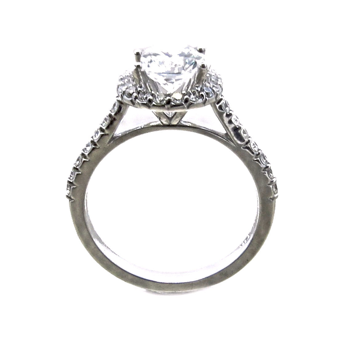 Floating Halo Diamond Engagement Ring Setting for 1 Carat Center Stone, 14k Gold, Semi Mount - V001ER