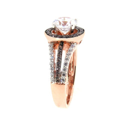 1 Carat Forever Brilliant Moissanite Engagement Ring, Floating Halo Rose Gold, White & Brown Diamonds, Anniversary Ring - FB94657