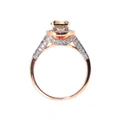 1 Carat Brown Diamond Floating Halo Rose Gold, White & Brown Diamond Accent Stones Engagement Ring, Anniversary Ring - BD94613ER