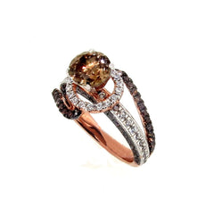 1 Carat Fancy Brown Diamond Unique Floating Halo, Rose Gold, Brown & White Diamond Engagement Ring, Anniversary Ring - BD94649