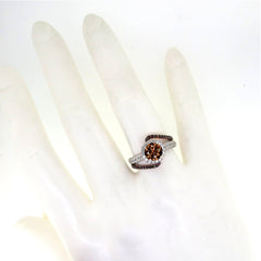 1 Carat Fancy Brown Smoky Quartz Unique Floating Halo, Rose Gold, Brown & White Diamond Engagement Ring, Anniversary Ring - SQ94649