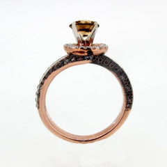 1 Carat Fancy Brown Diamond Unique Floating Halo, Rose Gold, Brown & White Diamond Engagement Ring, Anniversary Ring - BD94649