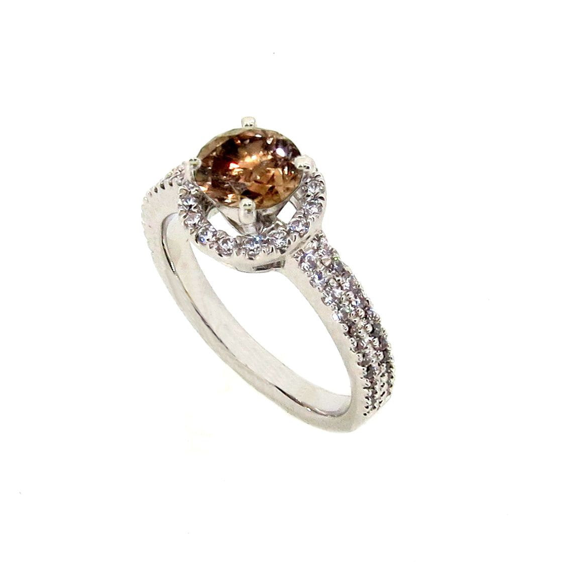 Floating Halo Engagement Ring, 1 Carat Fancy Brown Diamond Center Stone with Diamond Accent Stones, Anniversary Ring - BD85034