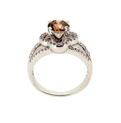 Floating Halo Engagement Ring, 1 Carat Fancy Brown Diamond,  with Diamond Accent Stones, Anniversary Ring - BD73096