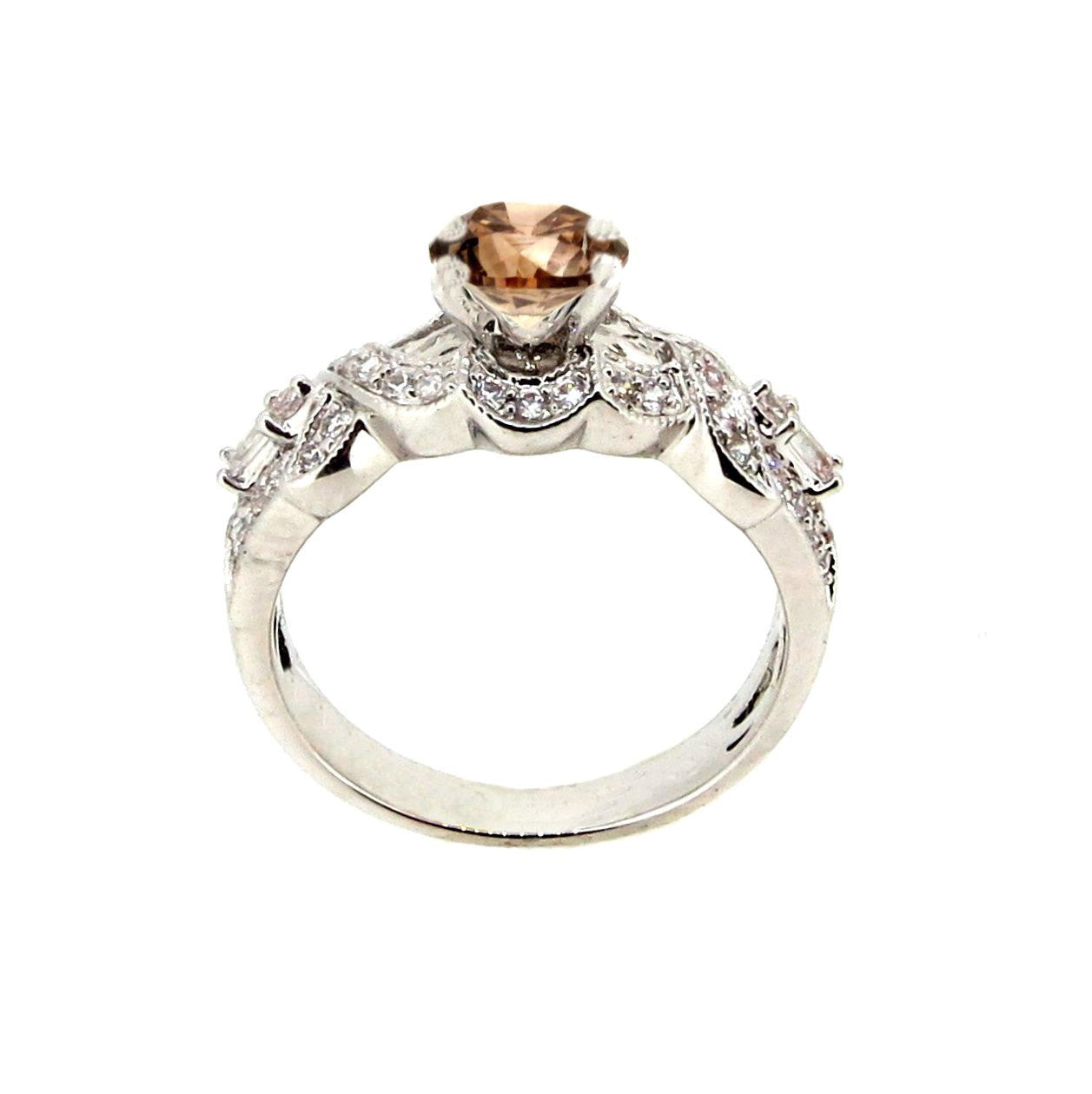 Unique Infinity Design 1 Carat Fancy Color Brown Diamond with White Diamond Accent Engagement Ring, Anniversary Ring - BD73039