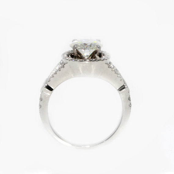 Floating Halo Diamond Engagement Ring Setting for 1.25 Carat Center Stone, Split Shank Setting, Anniversary Ring Setting, Semi Mount - 85026