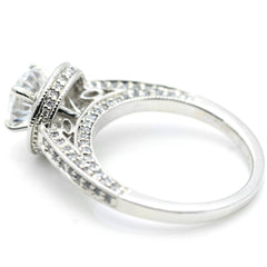 1 Carat Moissanite Center Stone, .75 Carat Diamonds Accent Stones, Unique Halo Engagement Ring, Anniversary Ring - FB73045