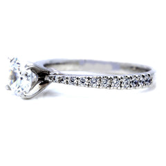 Classic Solitaire Diamond Engagement Ring,  With 1 Carat Diamond Center Stone & .25 Carat Diamonds Accent Stones, Anniversary Ring - WD64113
