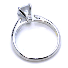 Diamond Engagement Ring and Wedding Set, Unique 1 Carat Forever Brilliant Moissanite Center Stone & .35 Carat Diamonds, Anniversary Ring - FB12040
