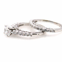 Semi Mount Engagement/ Wedding Ring Set, For 1 Carat Round Center Stone, With 1 Carat Total Diamonds, Anniversary Ring - 76339
