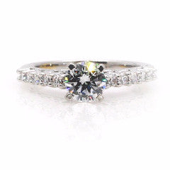 Semi Mount Engagement/ Wedding Ring Set, For 1 Carat Round Center Stone, With 1 Carat Total Diamonds, Anniversary Ring - 76339
