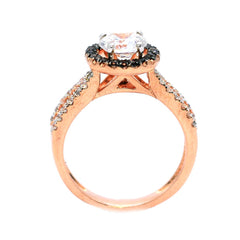Floating Halo Engagement Ring, Rose Gold, 1 Carat Forever Brilliant Moissanite Center Stone, White & Fancy Brown Diamond Accent Stones,Anniversary - FB94656
