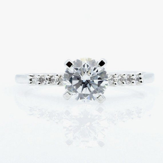 Moissanite Engagement Ring Wedding Set, Solitaire With 1 Carat Forever Brilliant Moissanite & .40 Carat Diamonds - FB76298