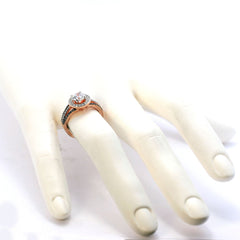 1 Carat Forever Brilliant Moissanite Engagement Ring, Floating Halo Rose Gold, White & Brown Diamonds, Anniversary Ring - FB94627
