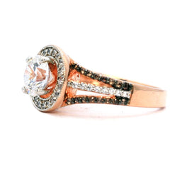 1 Carat Forever Brilliant Moissanite Engagement Ring, Floating Halo Rose Gold, White & Brown Diamonds, Anniversary Ring - FB94627