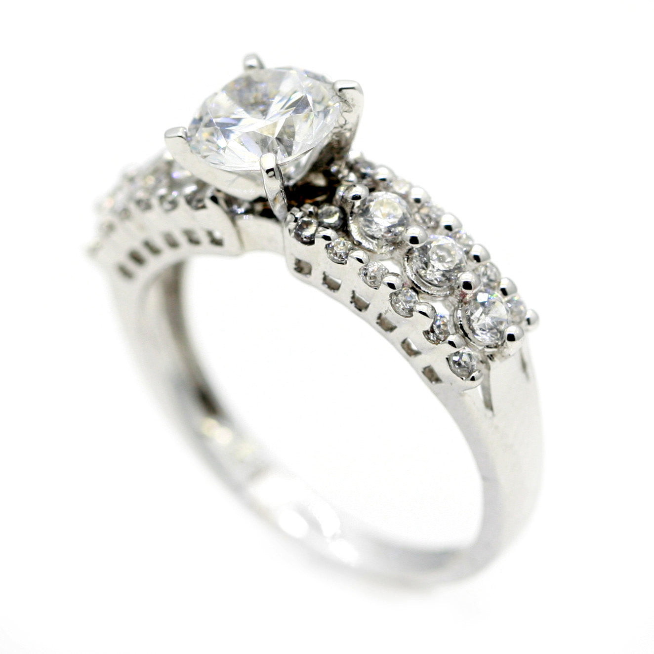 1 Carat Diamond Engagement Ring Setting, Triple Shank, Unique Ring Setting, Semi Mount - 73036