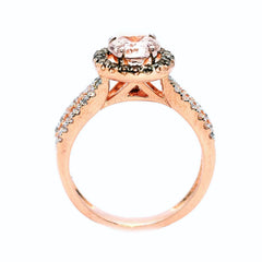 Floating Halo Engagement Ring, Rose Gold, 6.5 mm Morganite Center Stone, White & Fancy Brown Diamond Accent Stones,Anniversary - MG94656