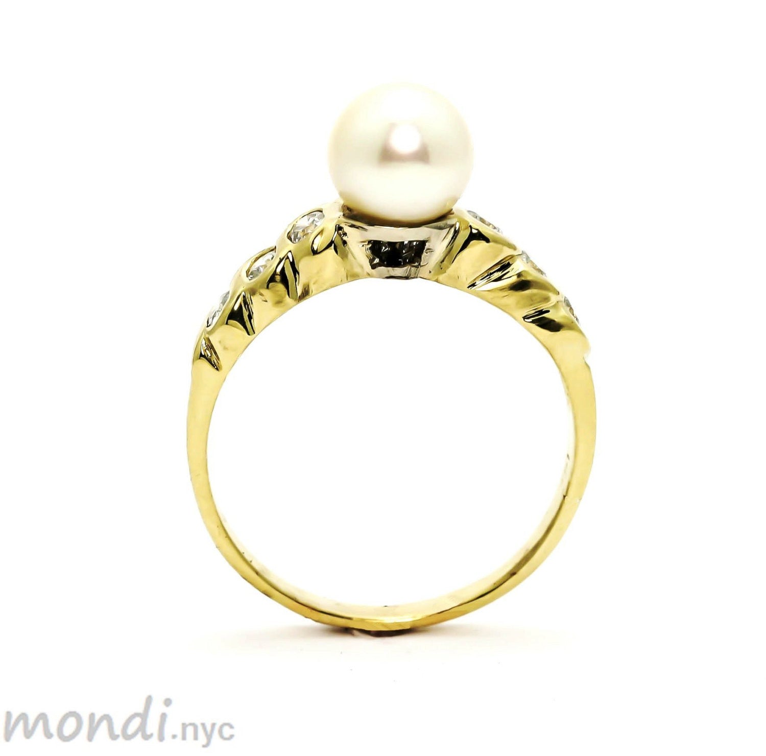 Pearl & Diamond Engagement Ring, Anniversary Ring, Cocktail Ring