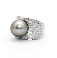 South Sea Pearl And Diamonds Engagement Ring, Cocktail Ring