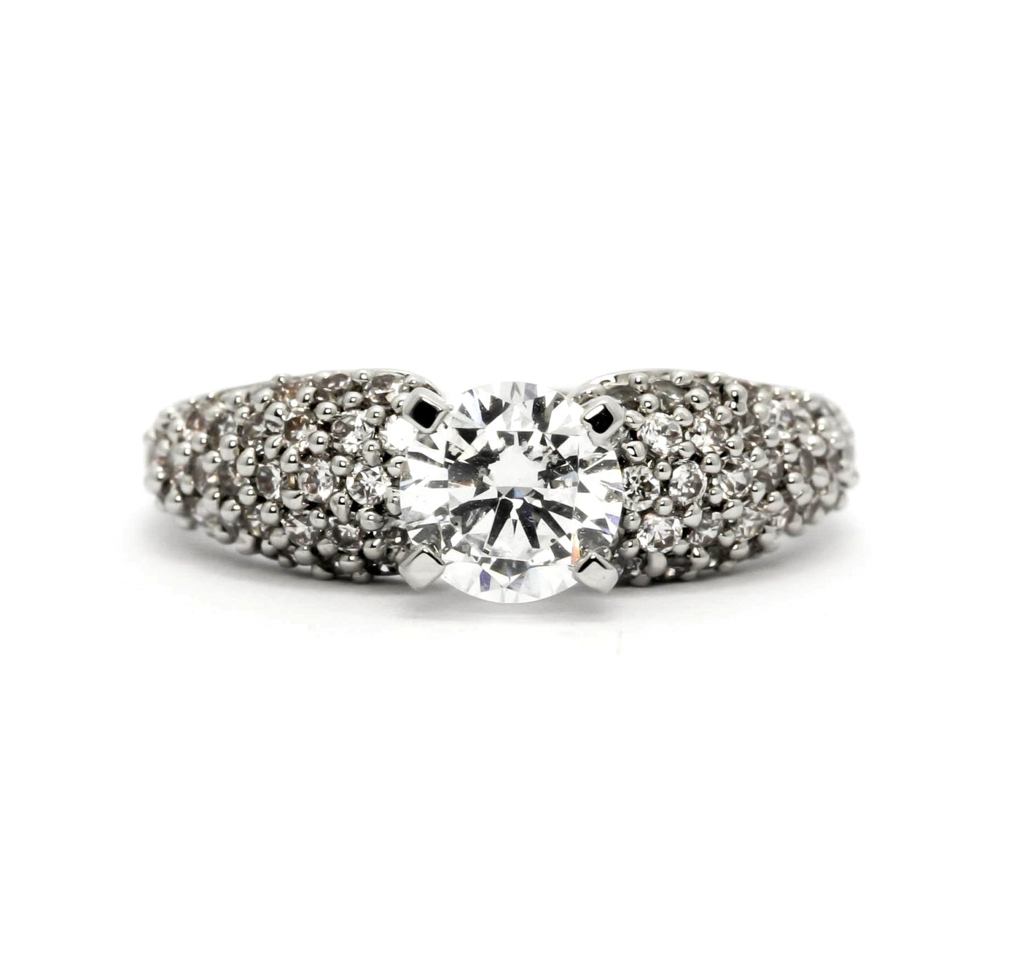 Moissanite Engagement Ring, Unique Solitaire With 1 Carat Forever Brilliant Moissanite & .75 Carat Diamonds, Anniversary Ring - FB76304