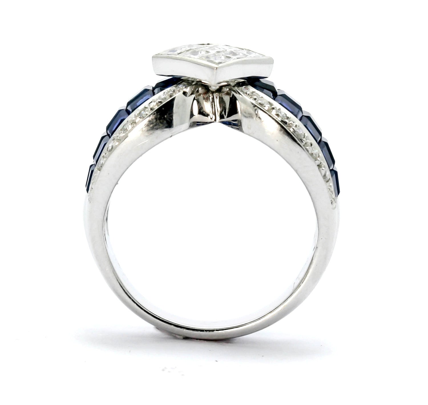 Blue Sapphire Gemstone & Diamond Cocktail Ring