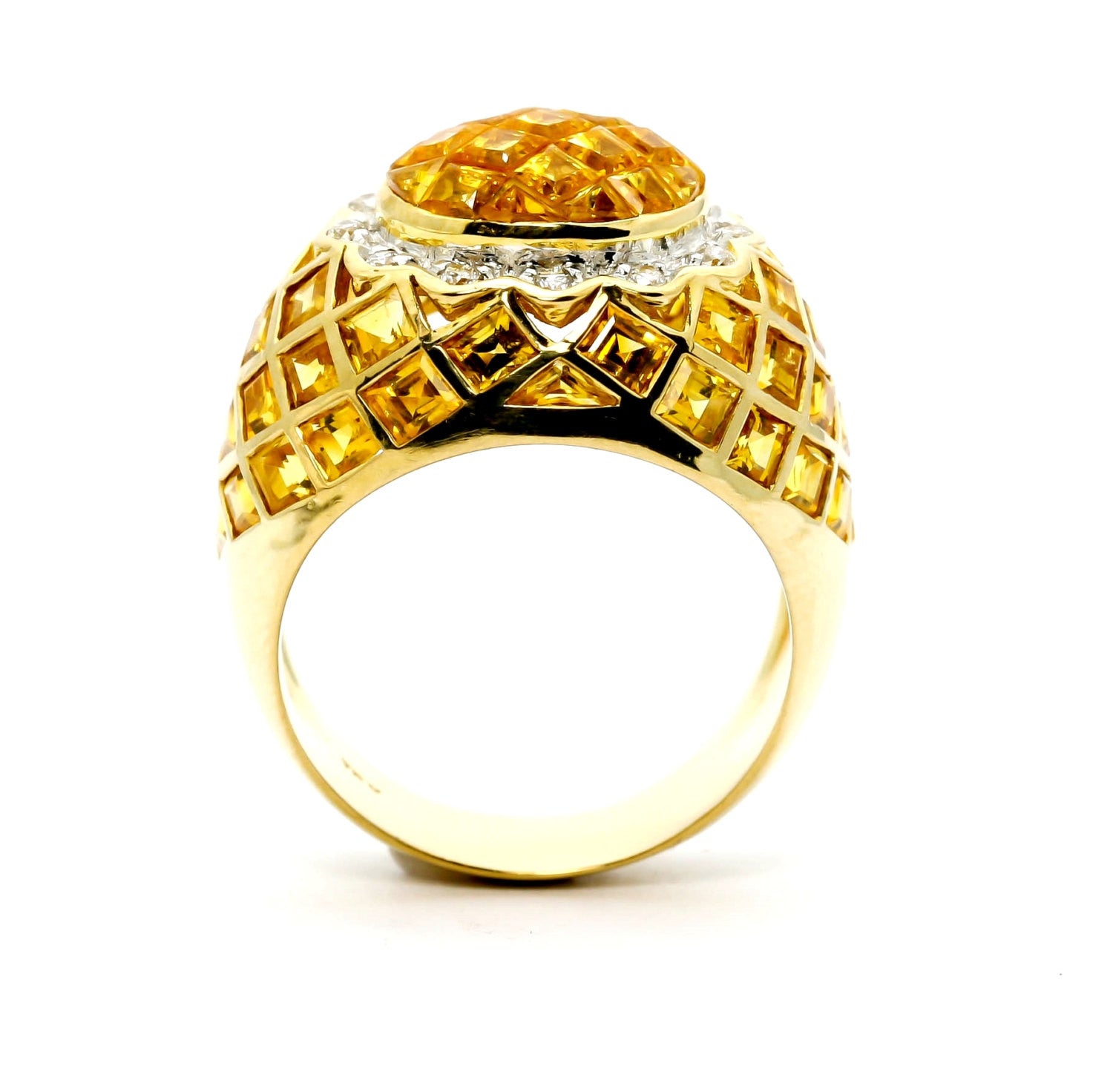 Yellow Sapphire Gemstone & Diamond Engagement Ring, Anniversary Ring, Cocktail Ring