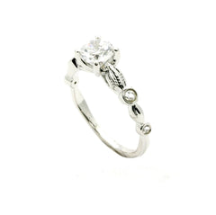 Diamond Engagement Ring and Wedding Set,  Bridal Set, Wedding Set,  6.5 mm "Forever Brilliant" Moissanite Engagement Ring - FBY11670