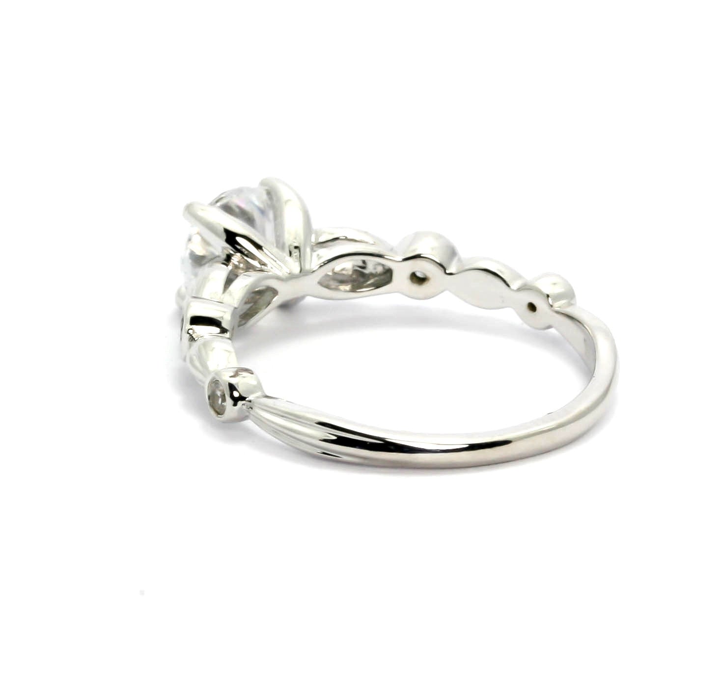 Diamond Engagement Ring, Unique Solitaire 1 Carat Diamond Center Stone & .13 Carat Diamonds Accent Stones, Anniversary Ring - WDY11670SE