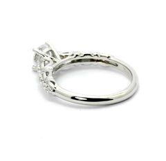 Diamond Engagement Ring Unique Solitaire, 1 Carat  Diamond Center & .16 Carats Diamond Accent Stones, Anniversary Ring - WDY11690SE